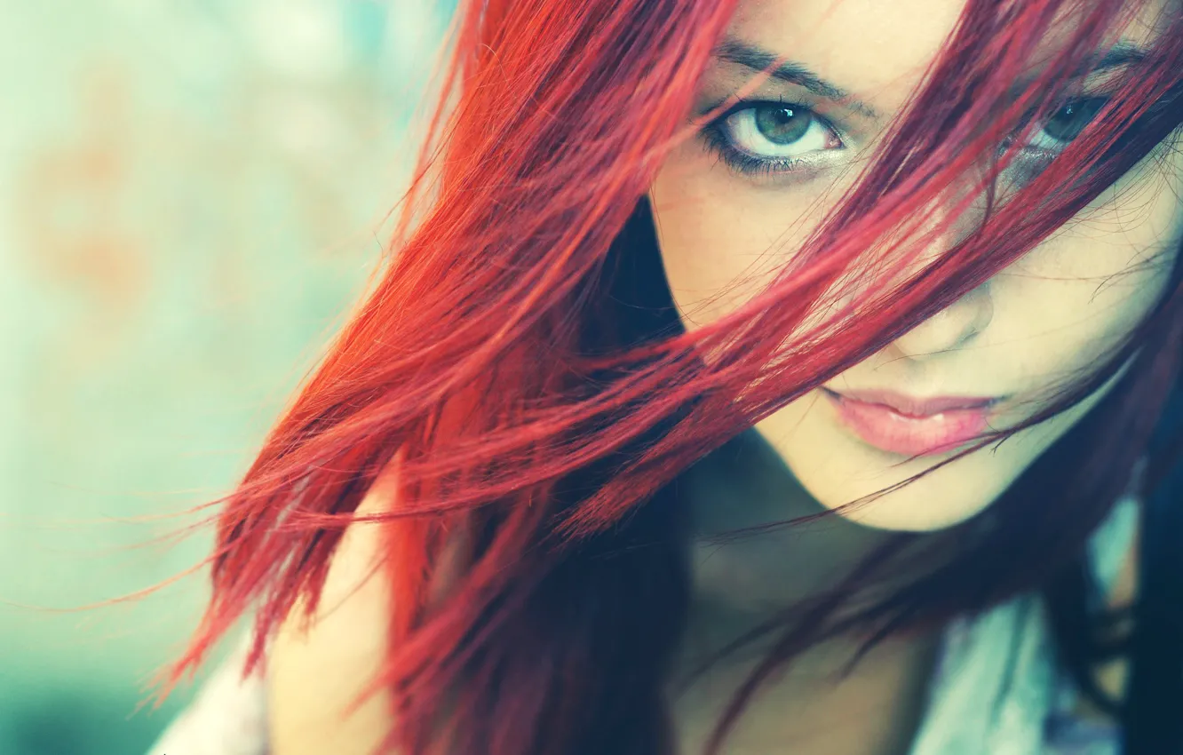 Photo wallpaper look, girl, red hair