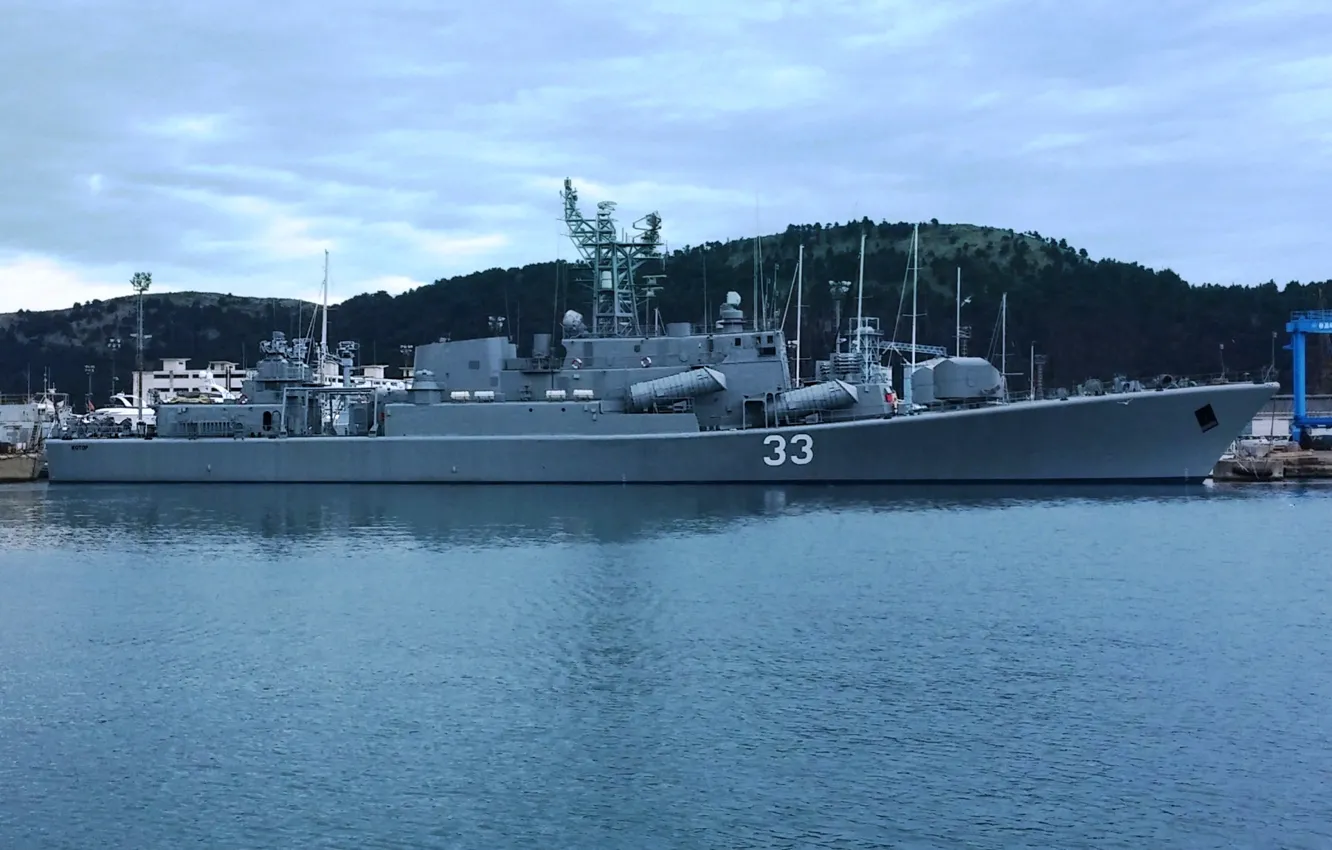 Photo wallpaper frigate, Kotor, Montenegro Navy