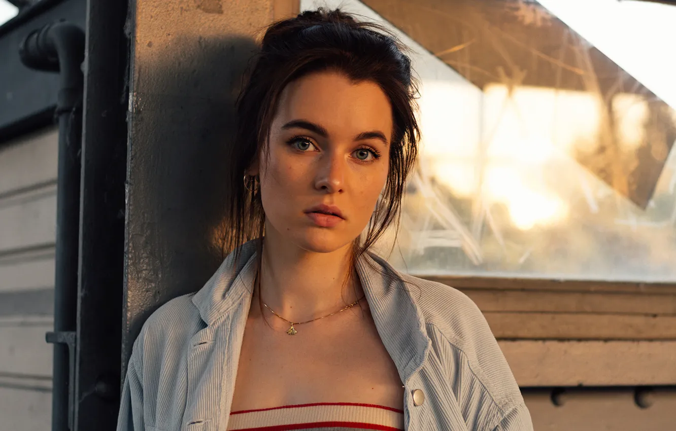 Photo wallpaper girl, blue eyes, lips, look, cutie