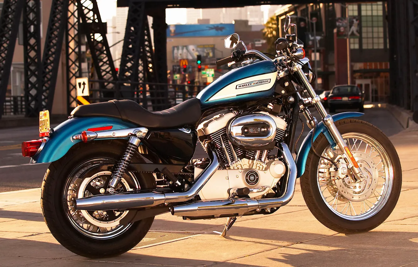 Photo wallpaper road, the city, motorcycle, Harley-Davidson