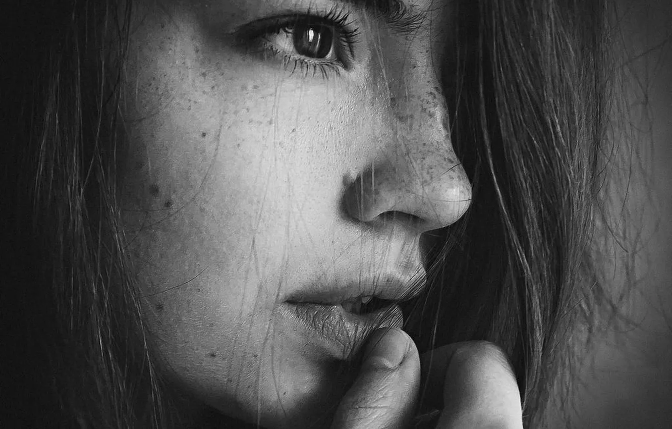 Photo wallpaper girl, portrait, black and white, Ivan Warhammer