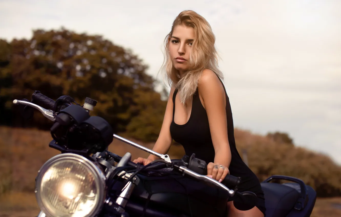 Photo wallpaper girl, motorcycle, Manu