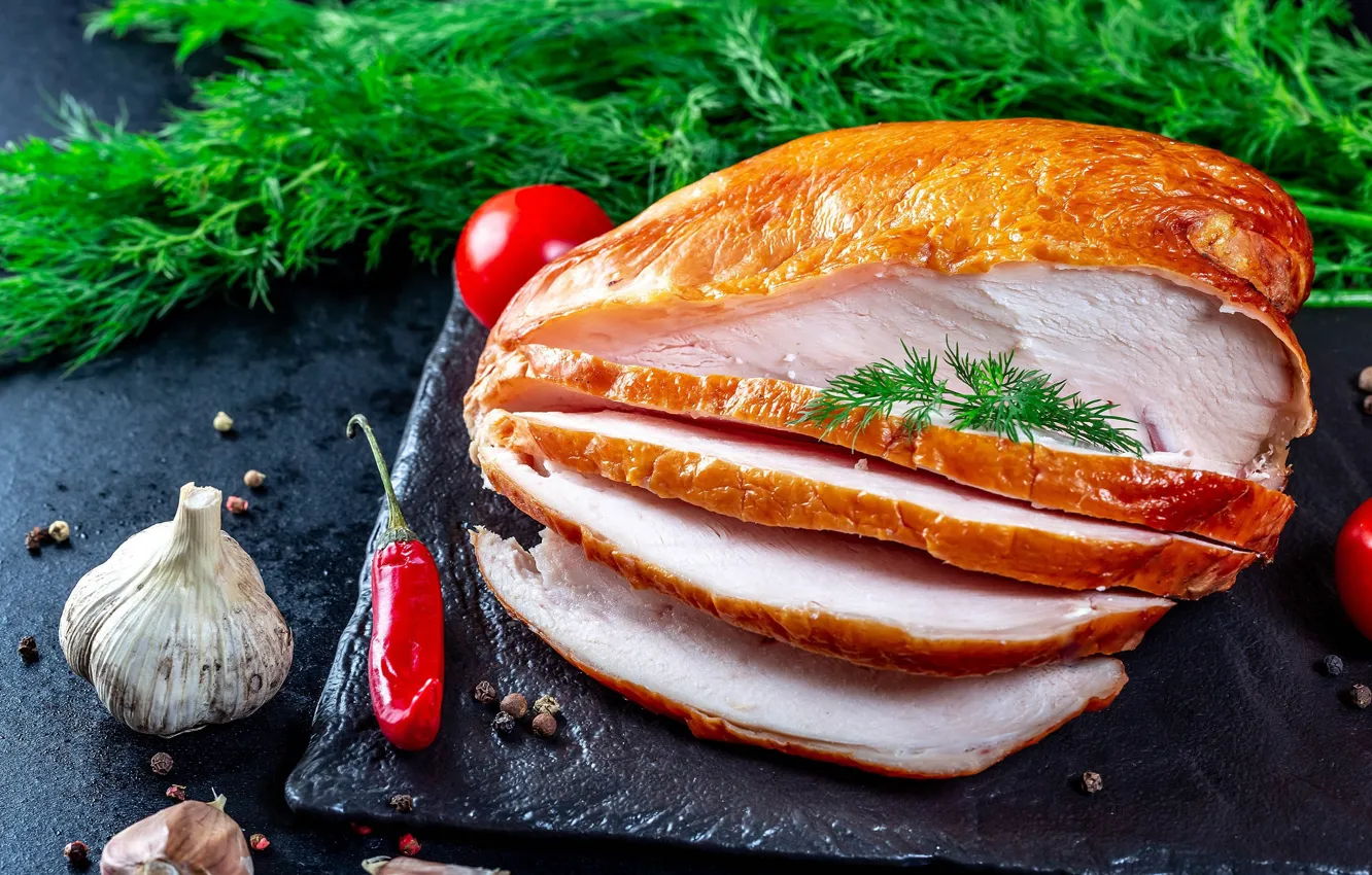 Photo wallpaper meat, slices, cutting