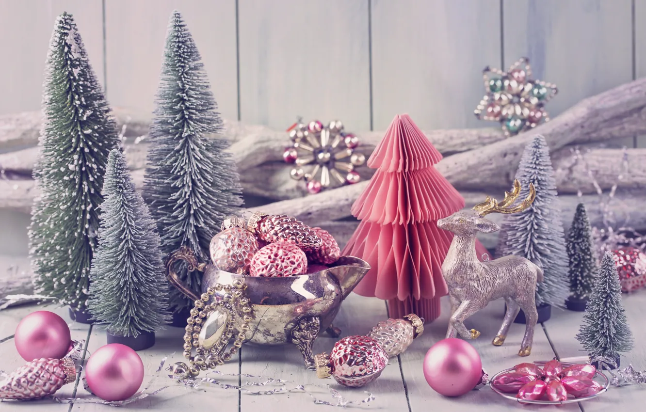 Photo wallpaper decoration, gift, balls, tree, new year, Christmas, Christmas, vintage