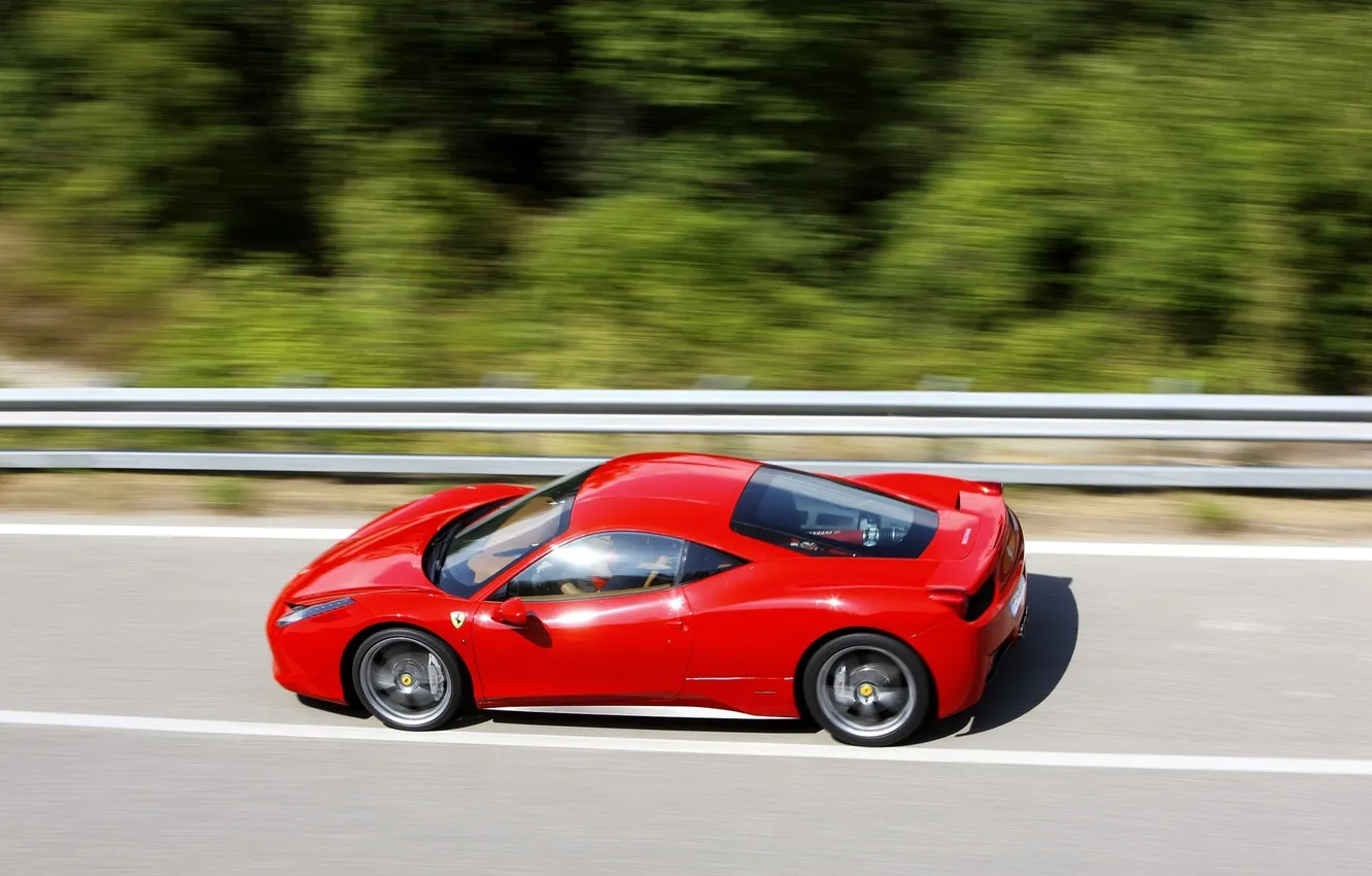 Photo wallpaper red, speed, Ferrari, 458 italia