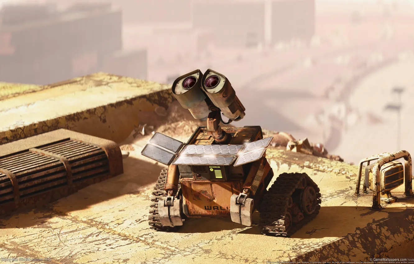 Photo wallpaper day, solar panels, WALL-E, Waste Allocatiod Load Lifter Eaath class