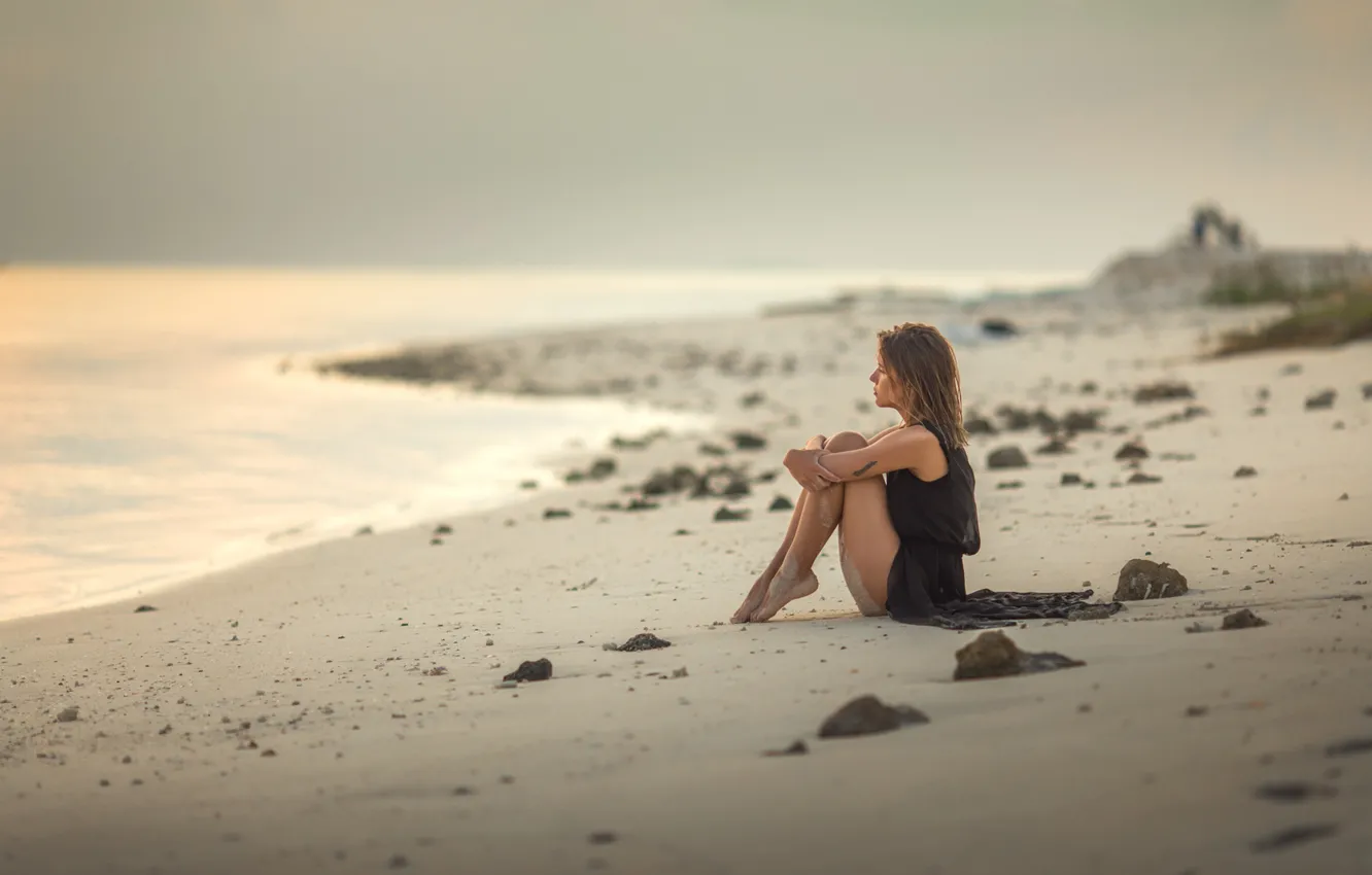 Photo wallpaper sand, shore, tattoo, legs, Annie Of Antikov