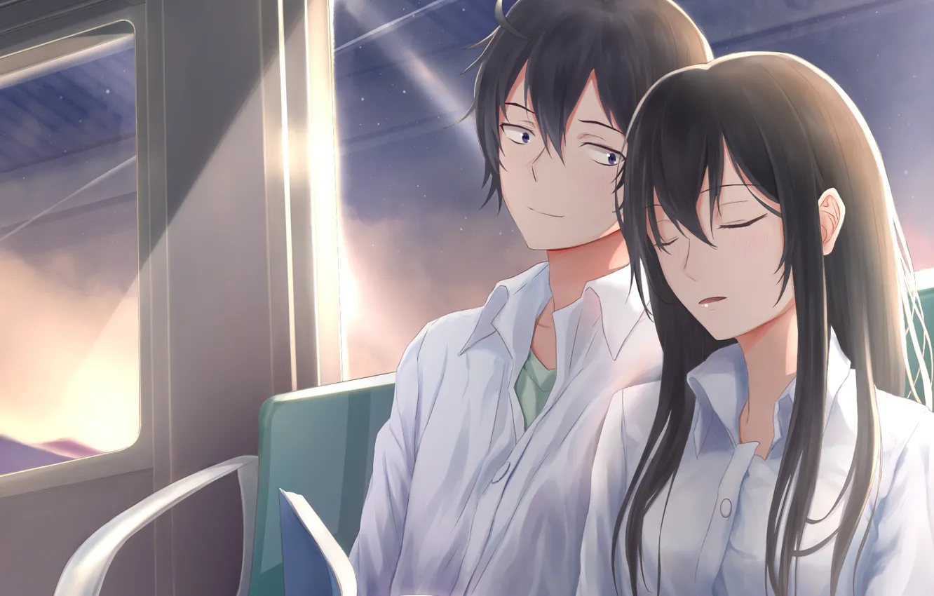 Photo wallpaper girl, romance, guy, two, oregairu