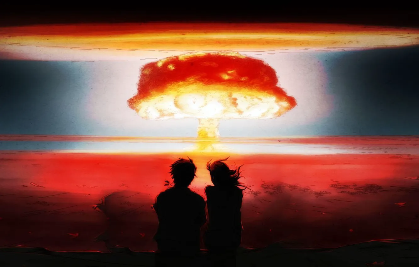 Photo wallpaper Nuclear, Anime, Watching, Explosion