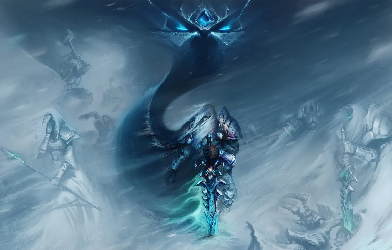 Photo wallpaper snow, weapons, the wind, art, World of Warcraft, wow, characters, Arthas Menethil