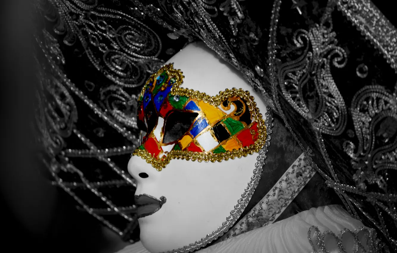 Photo wallpaper face, style, France, mask, carnival, Resim