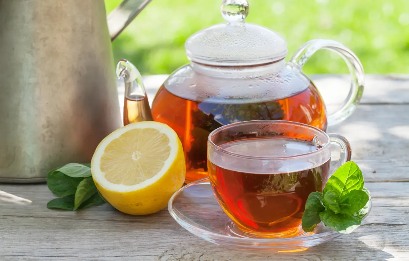 Photo wallpaper lemon, mint, Black tea