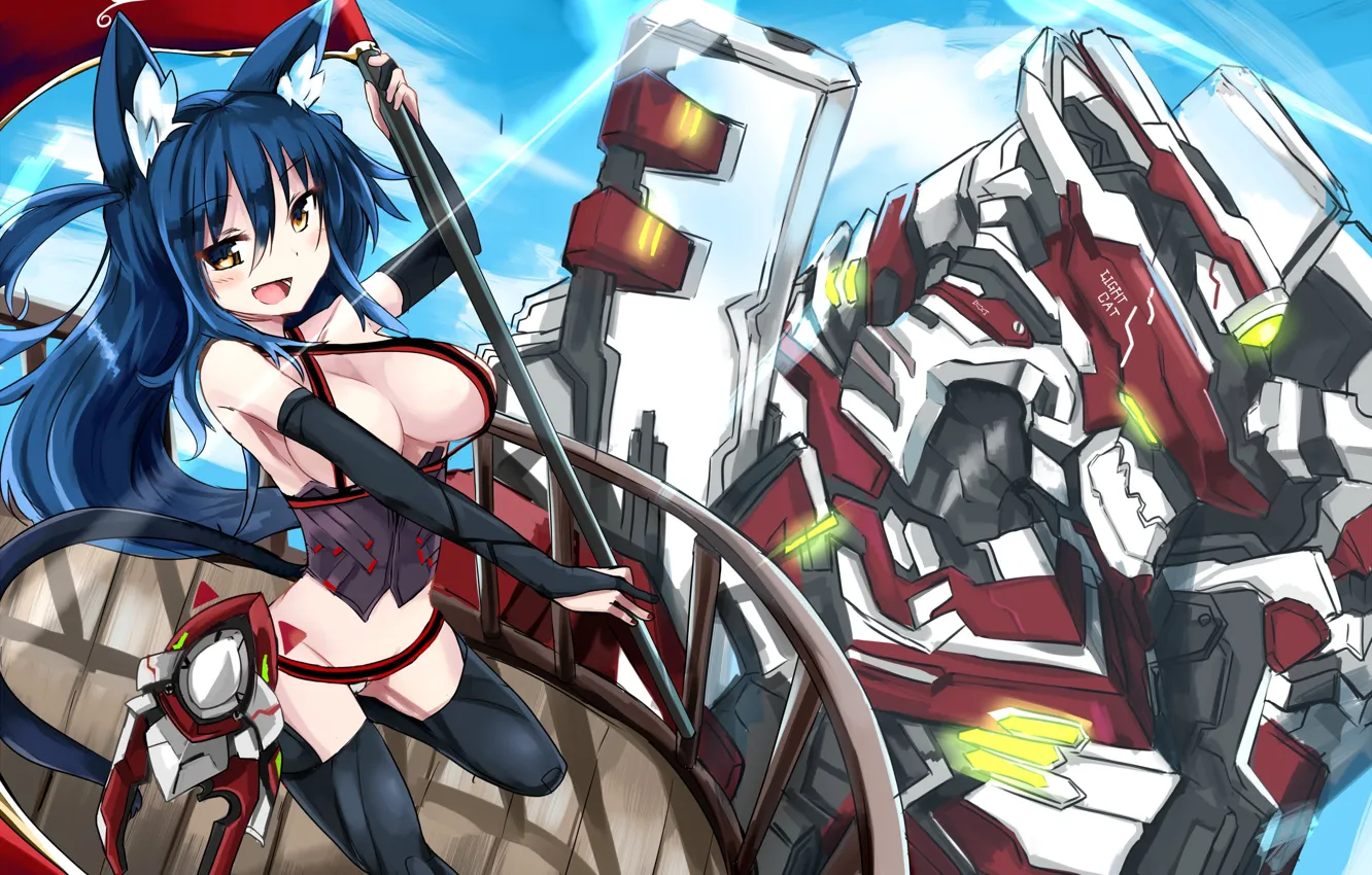 Photo wallpaper girl, anime, fur, lightcat