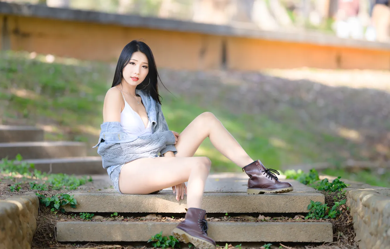 Photo wallpaper long hair, model, women, asian, dark hair