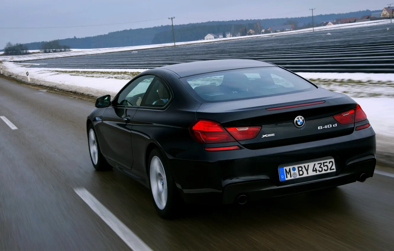 Photo wallpaper winter, road, auto, black, BMW, BMW, Coupe, xDrive