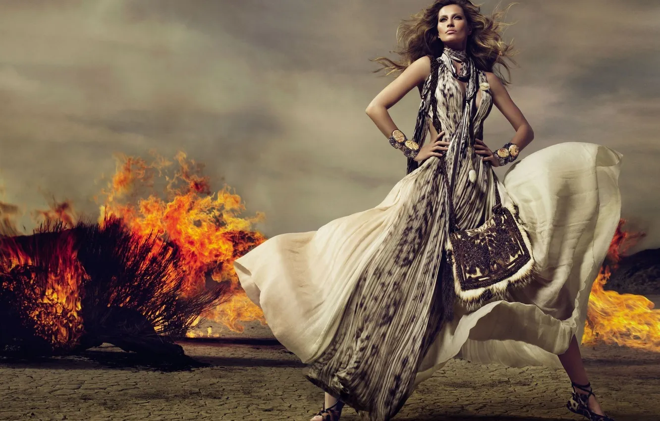 Photo wallpaper look, girl, lights, Gisele Bundchen, model, photo model