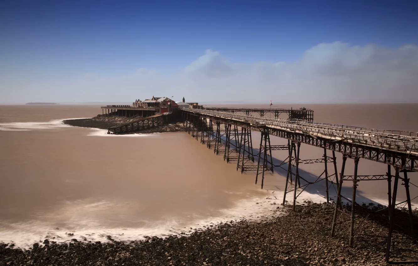 Photo wallpaper sea, landscape, bridge