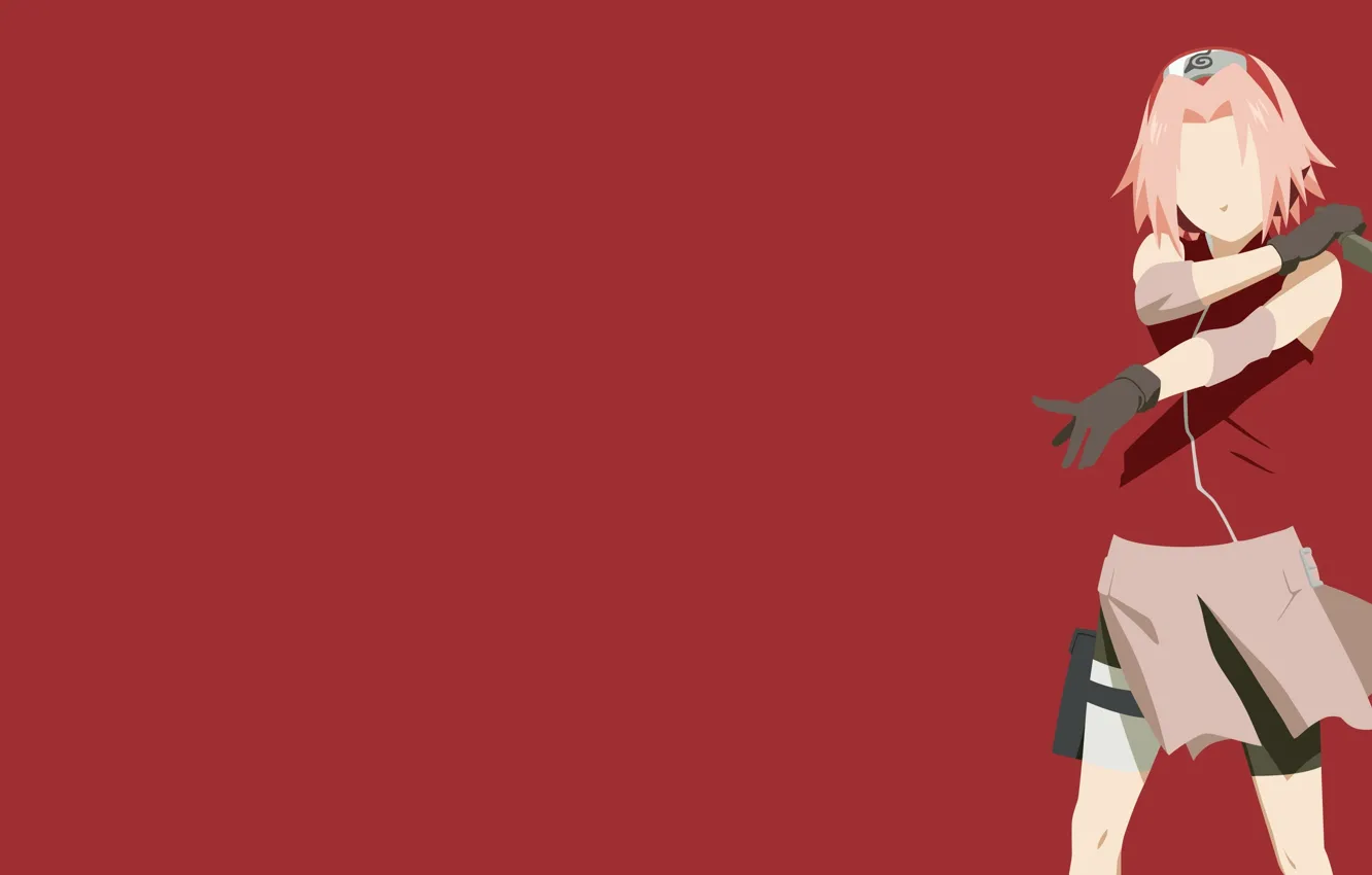 Photo wallpaper girl, logo, game, Naruto, pink hair, minimalism, anime, pretty