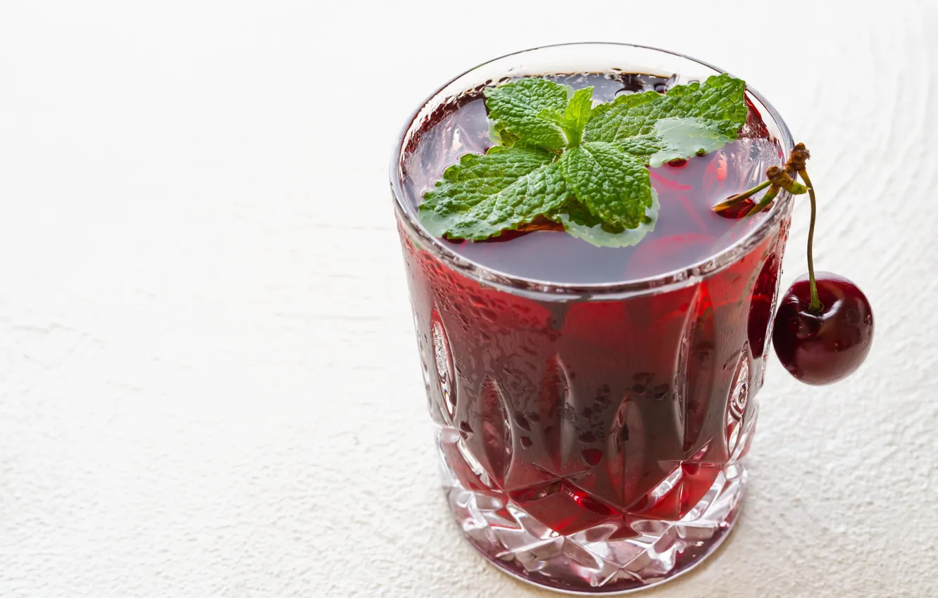 Photo wallpaper cherry, glass, drink