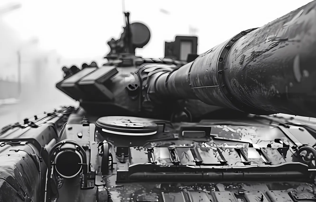 Photo wallpaper retro, tank, black and white, closeup, digital art, AI art, The Art of Artificial Intelligence, …
