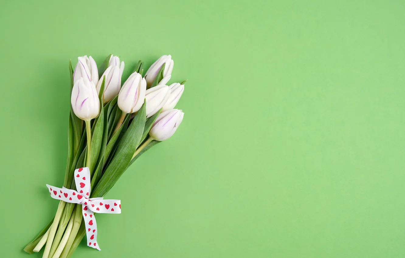 Photo wallpaper flowers, bouquet, tape, tulips, white, white, flowers, beautiful
