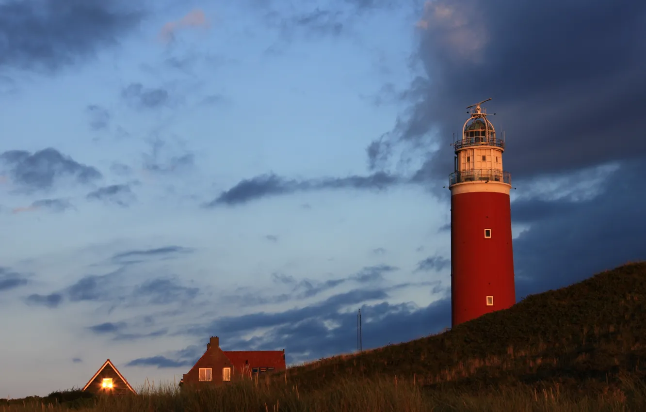 Photo wallpaper the sky, light, landscape, sunset, lighthouse