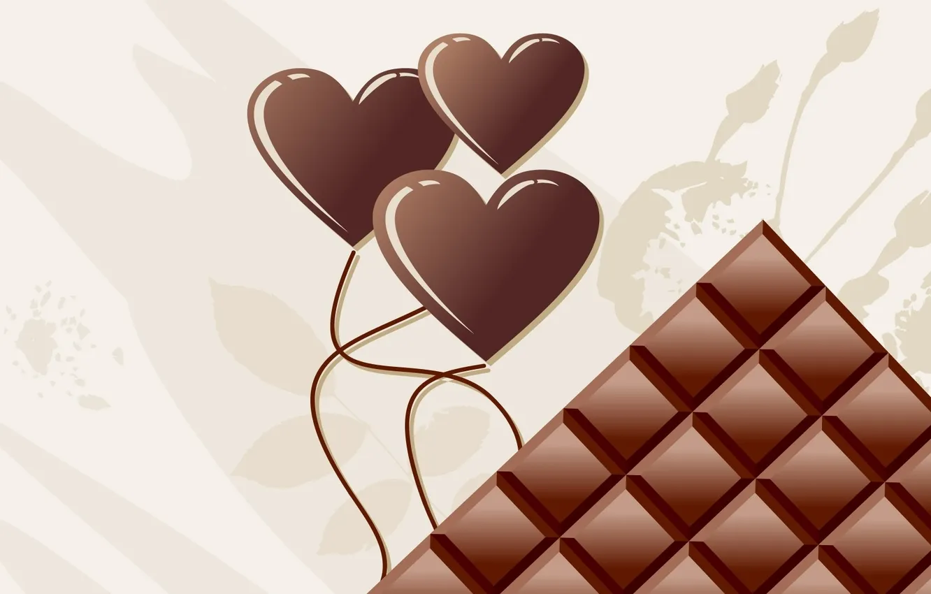 Photo wallpaper chocolate, art, hearts