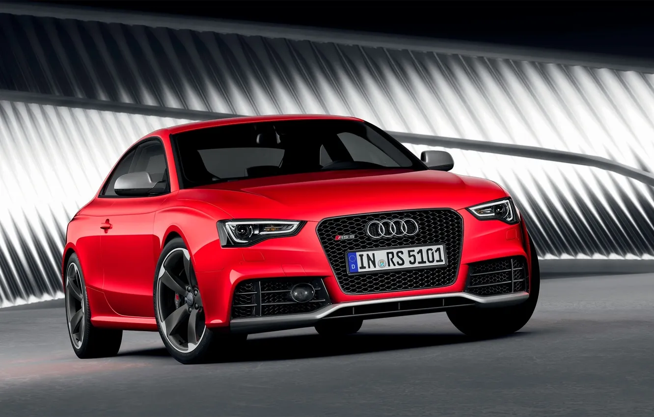 Photo wallpaper auto, Audi, lights, room, logo, RS5, the front