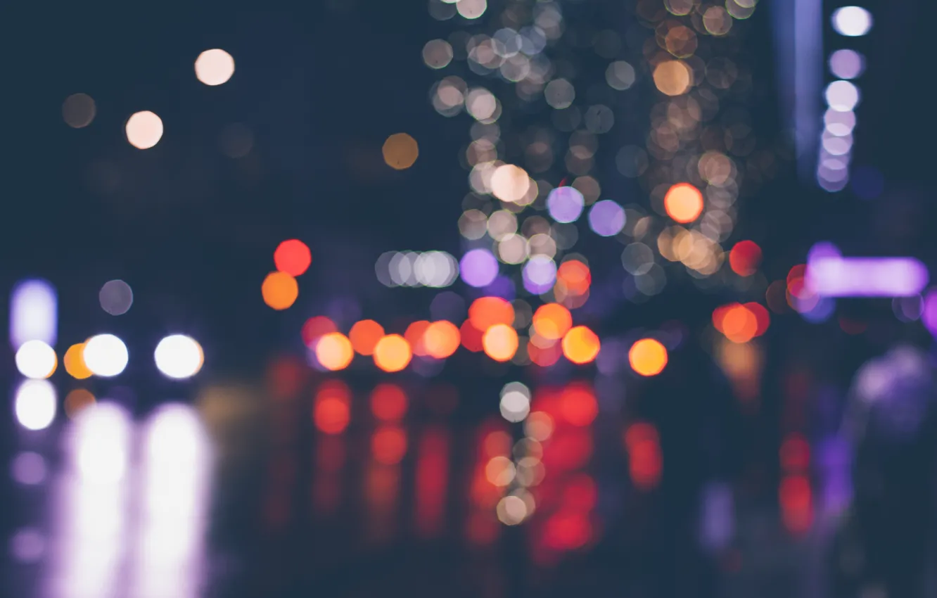 Photo wallpaper lights, street, bokeh