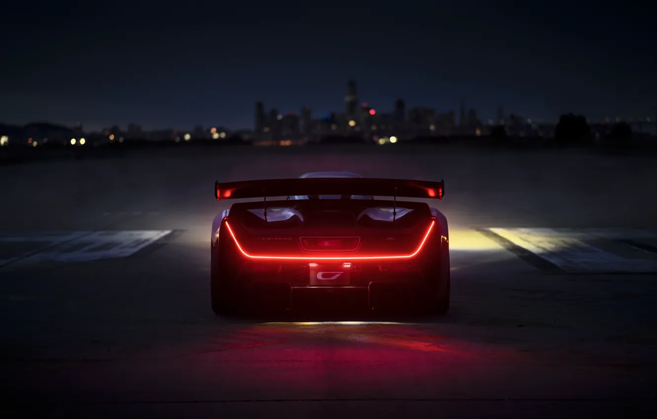 Photo wallpaper lights, twilight, rear view, hypercar, 2020, Czinger, 21C