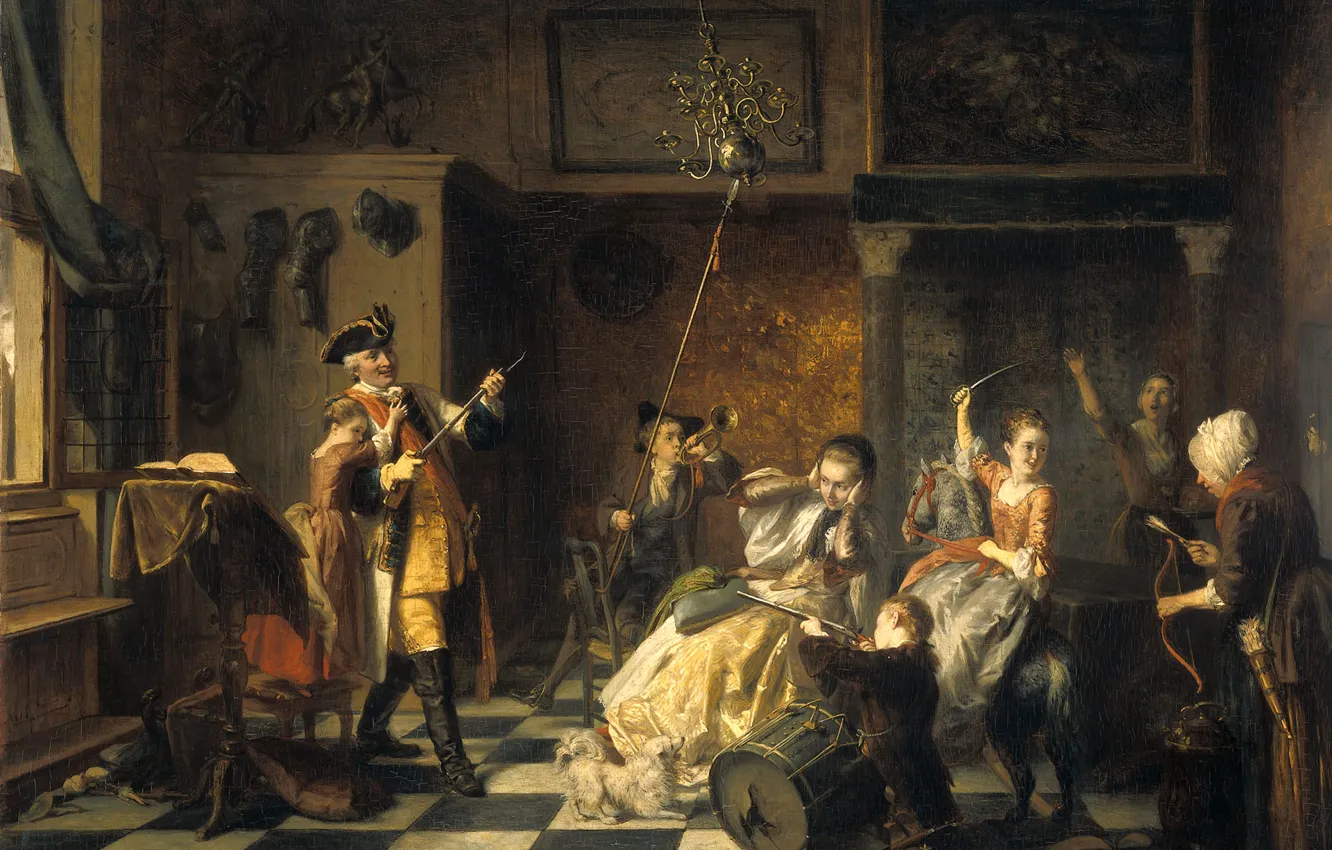 Photo wallpaper picture, genre, David Bles, The children of an Officer Playing Soldiers