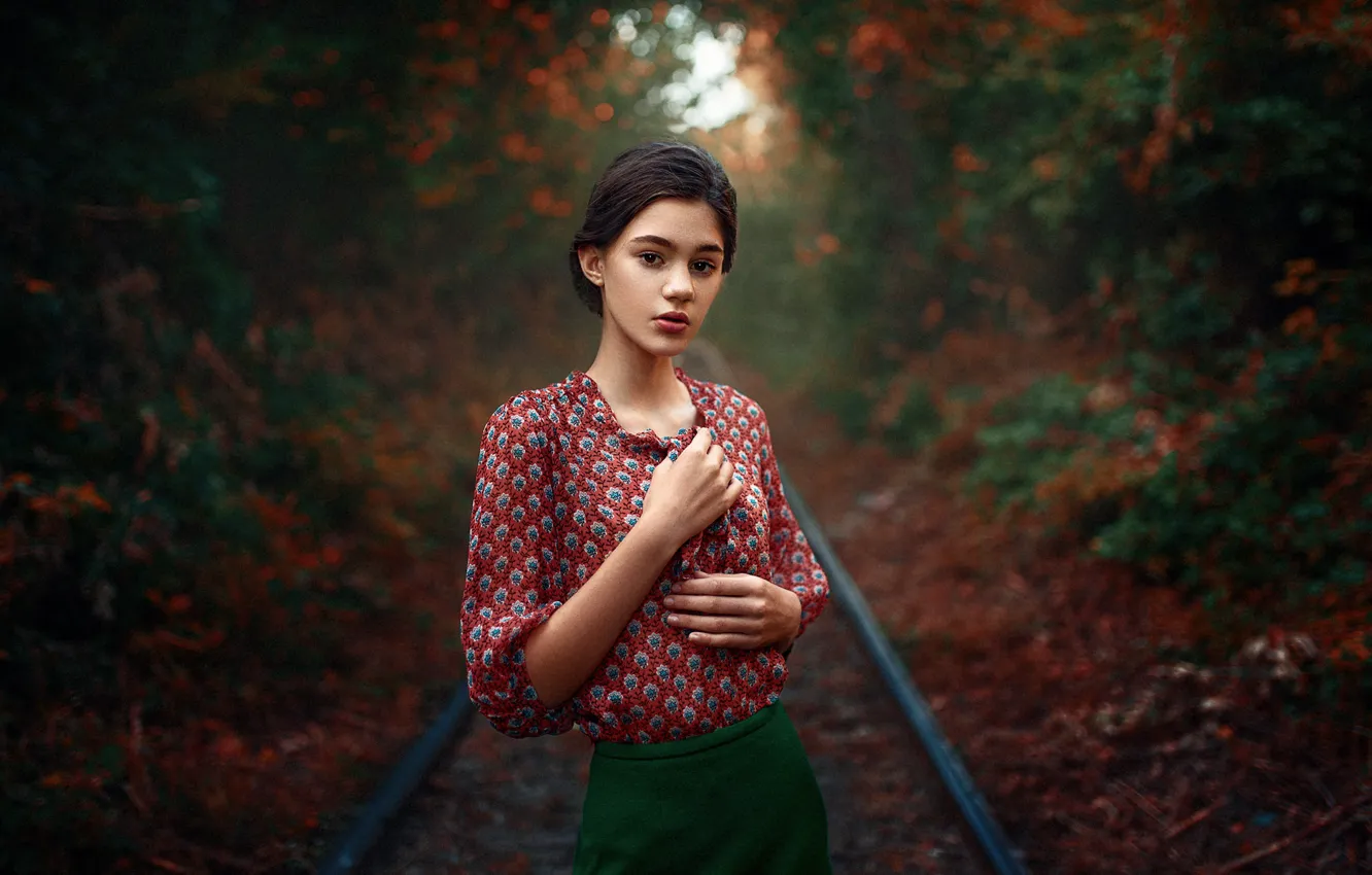 Photo wallpaper look, rails, Girl, Max Kuzin