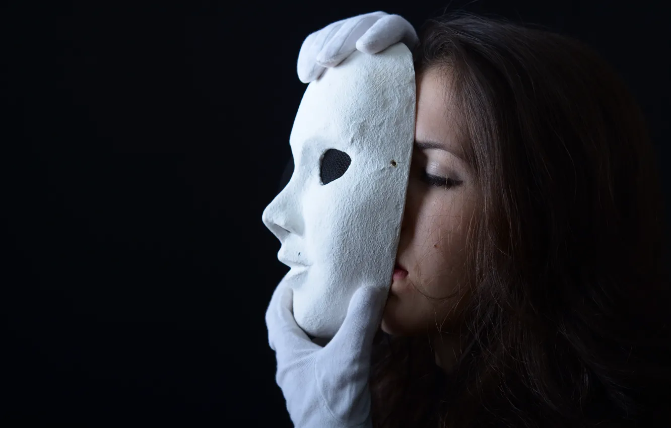 Photo wallpaper white, woman, mask, gloves