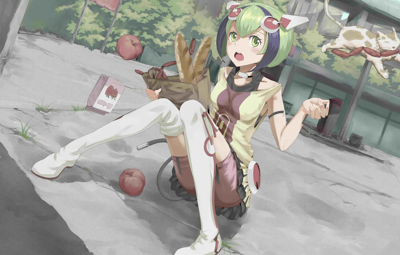 Photo wallpaper girl, cyborg, anime, art, Dimension W, Mira Yurizaki