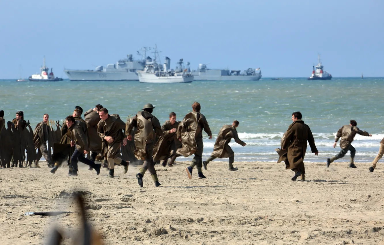 Photo wallpaper soldier, sea, war, sand, uniform, seifuku, suna, Dunkirk