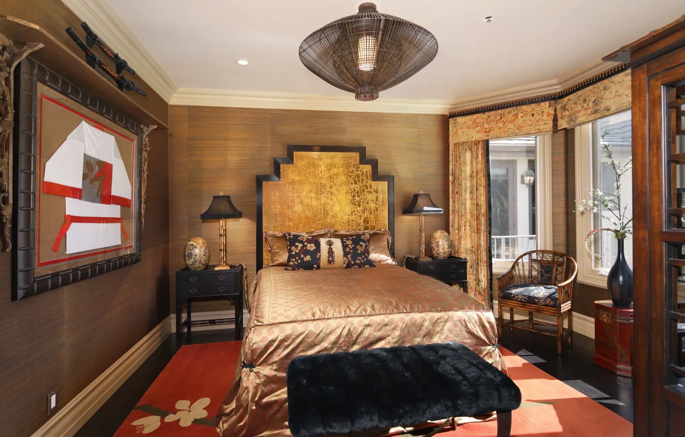 Photo wallpaper room, furniture, bed, interior, design, interior, bedroom