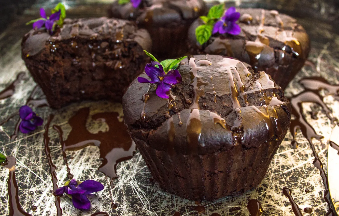 Photo wallpaper cupcakes, violet, muffins