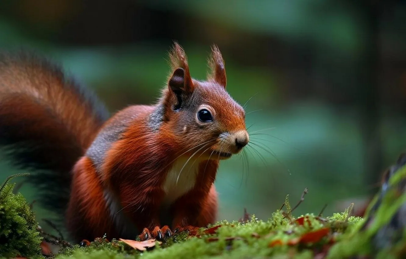 Photo wallpaper moss, protein, blurred background, generated by AI