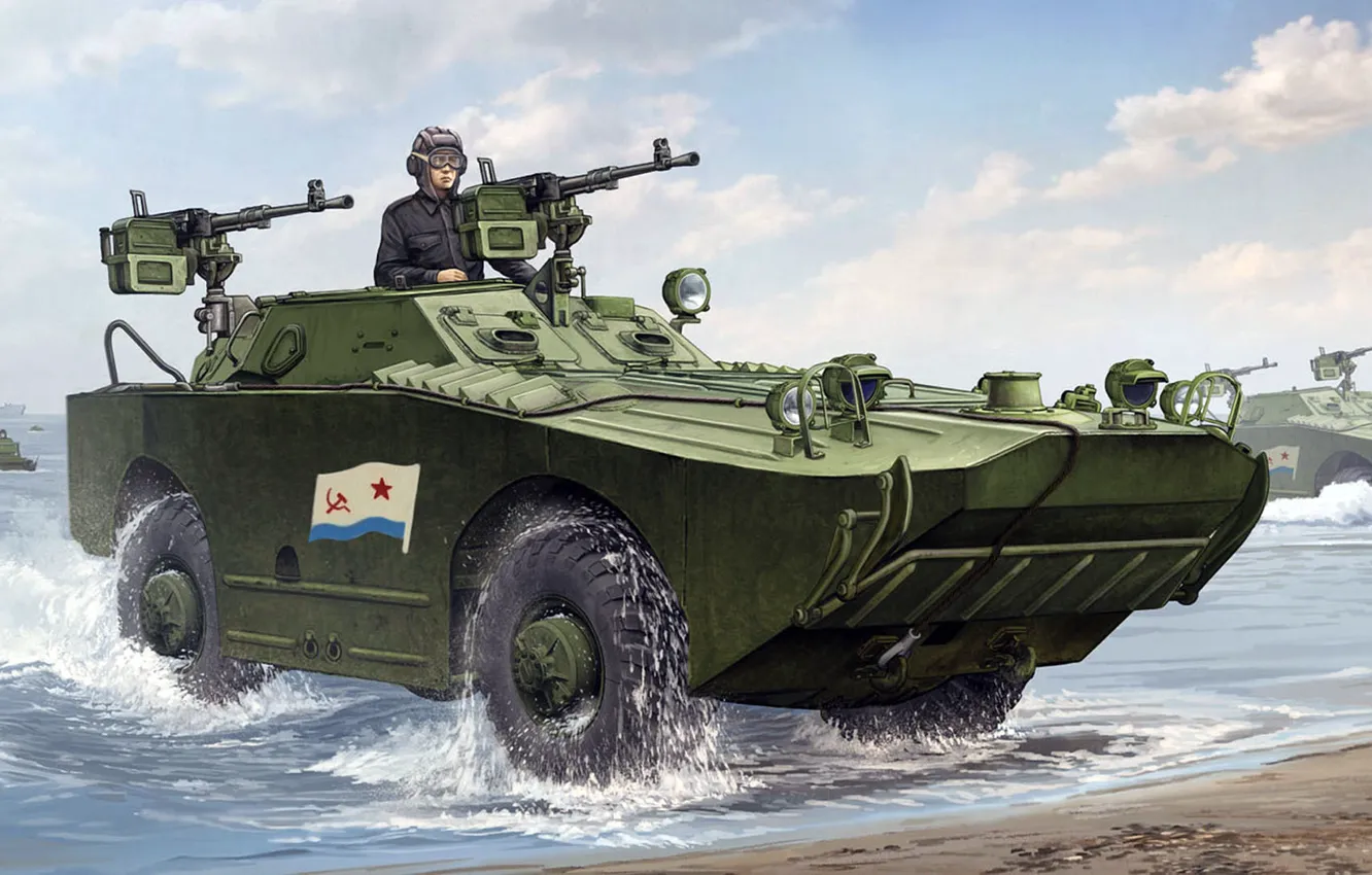 Photo wallpaper figure, art, armored car, Soviet combat reconnaissance vehicle, BRDM-1, Armored reconnaissance and patrol vehicle