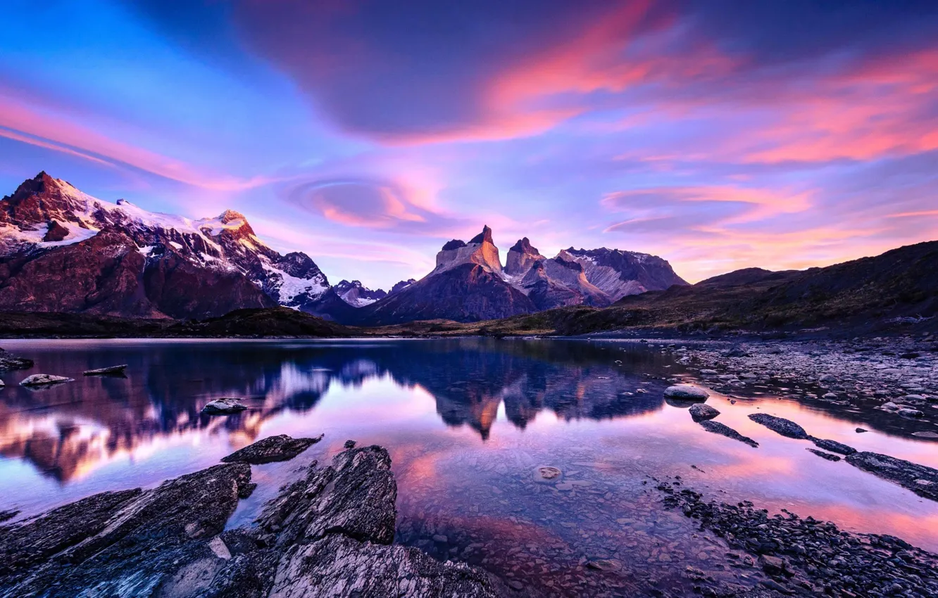 Photo wallpaper the sky, clouds, mountains, Chile, Patagonia