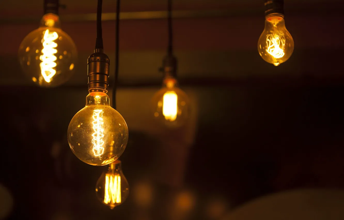 Photo wallpaper old, Heat, glowing, light bulbs