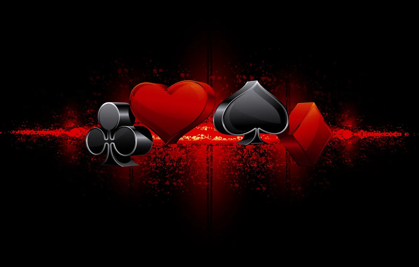 Photo wallpaper background, black, the suit, peaks, hearts, clubs, diamonds