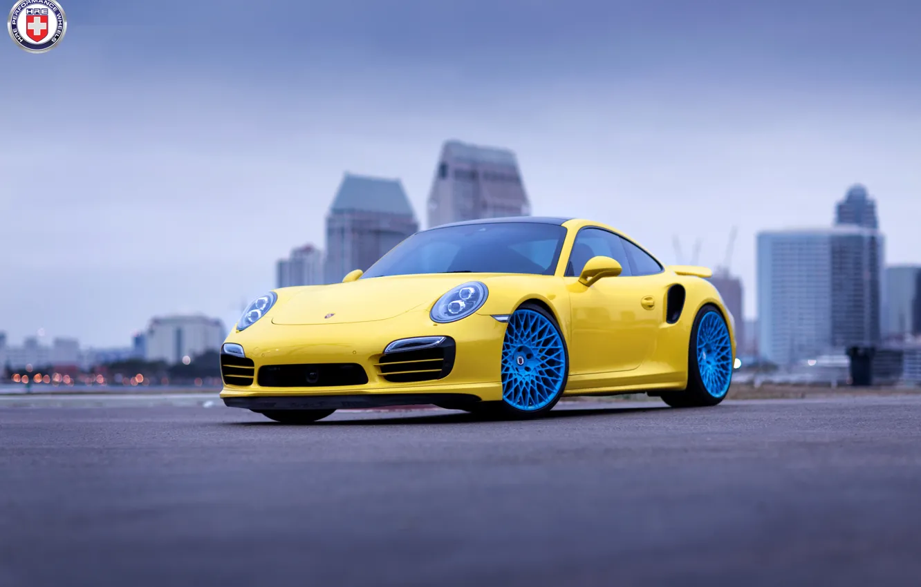 Photo wallpaper Porsche, Blue, Turbo, 991, HRE, 501M