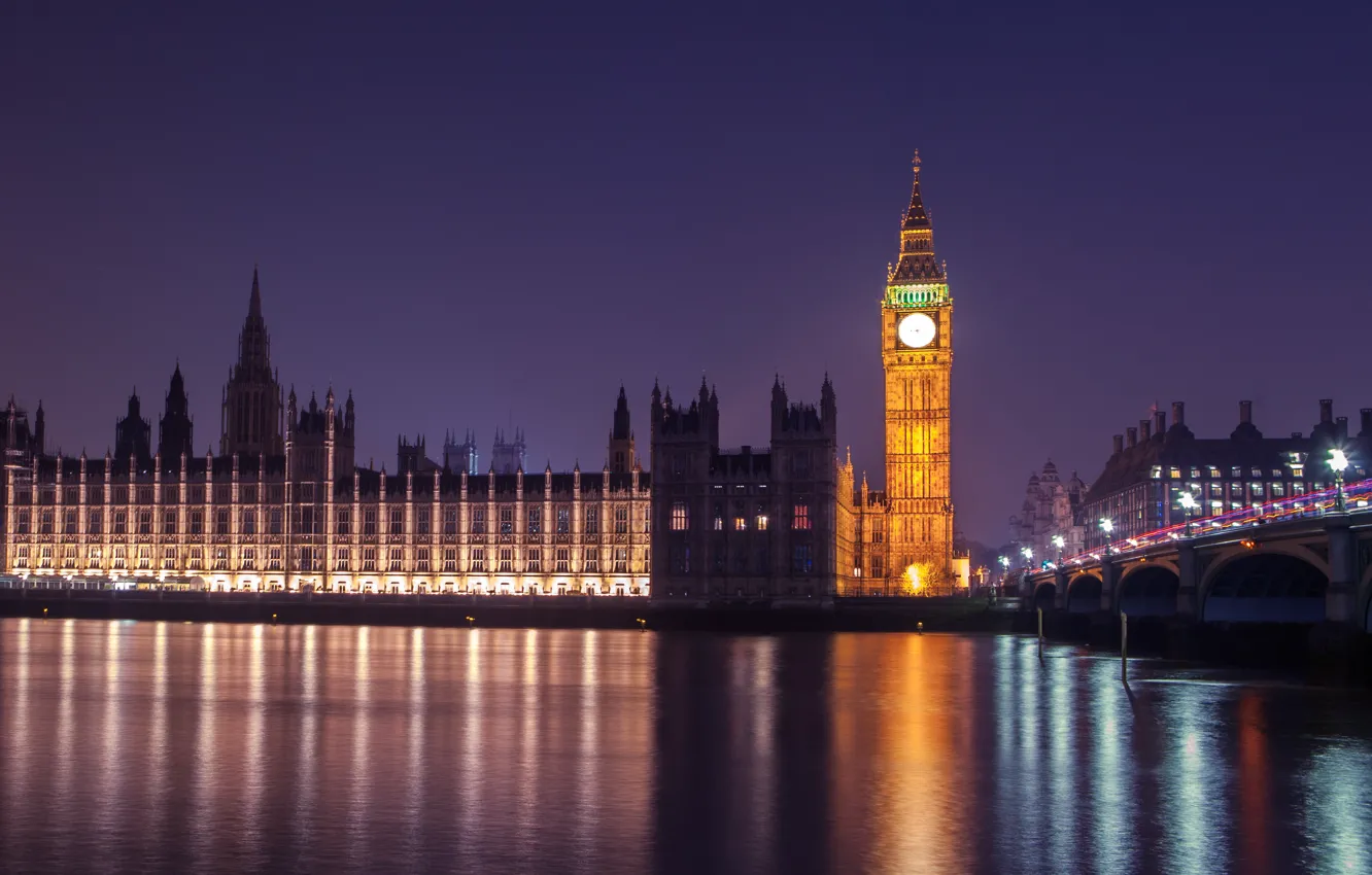 Photo wallpaper night, architecture, Palace, London, Westminster