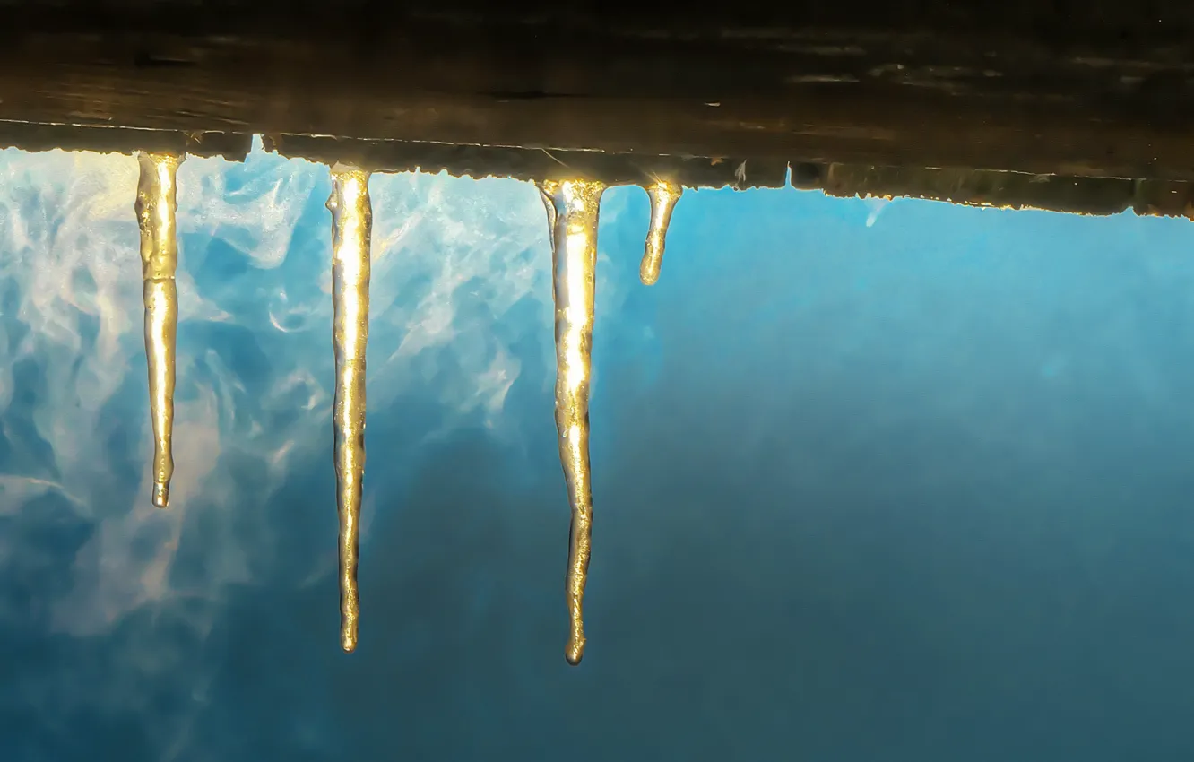 Photo wallpaper ice, winter, icicles