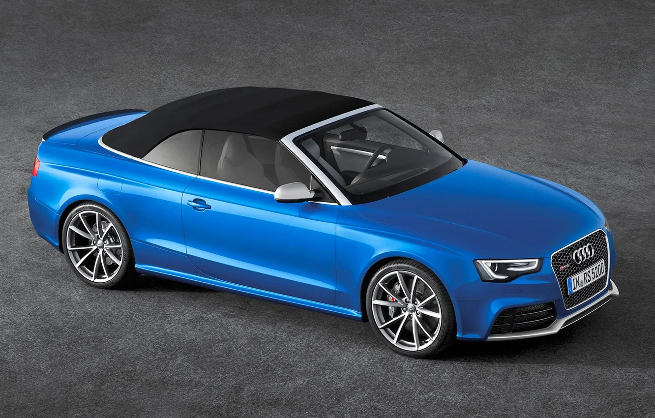 Photo wallpaper machine, blue, Audi, lights, The hood, convertible, RS5, Coupe