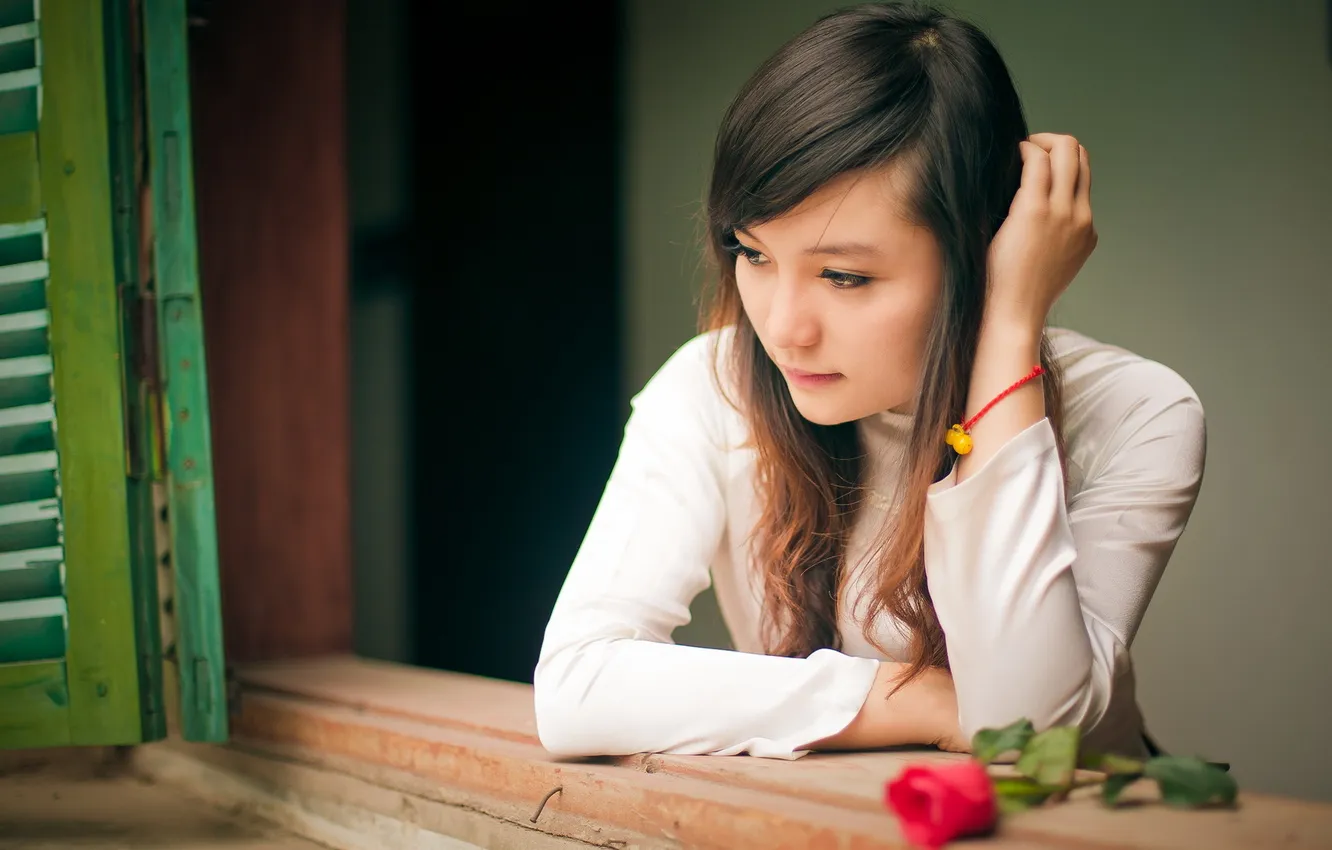 Photo wallpaper girl, mood, roses