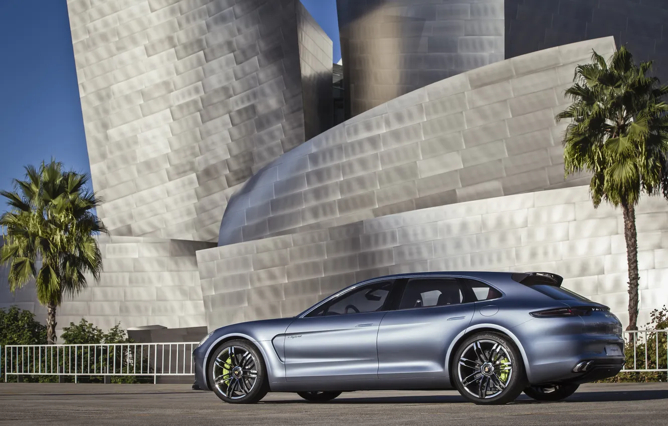 Photo wallpaper Concept, palm trees, Porsche, Panamera, supercar, side, Porsche Panamera Sport Turismo Concept