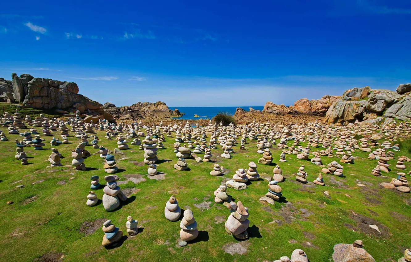 Photo wallpaper stones, France, island, Brittany, pink granite, Ile de brehat, Brea