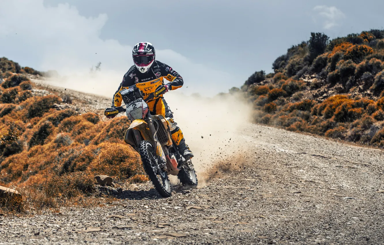 Photo wallpaper Road, Dust, Sport, Speed, Motorcycle, Racer, Moto